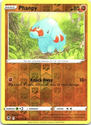 Phanpy 091/195 Common Silver Tempest Pokemon Reverse Holo Near Mint