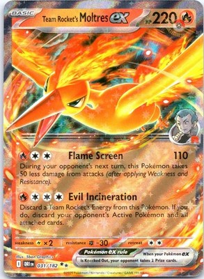 Team Rocket's Moltres ex 031/182 Double Rare Destined Rivals Pokemon Holo NM