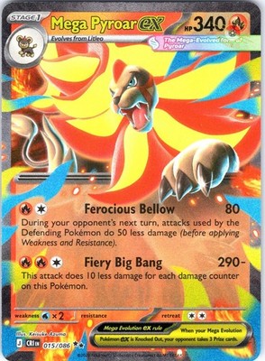 Mega Pyroar ex 015/086 Double Rare SV: Chaos Rising Pokemon Card NM TCG