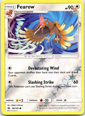 Fearow 98/149 Common SM Base Set Pokemon Reverse Holo Near Mint
