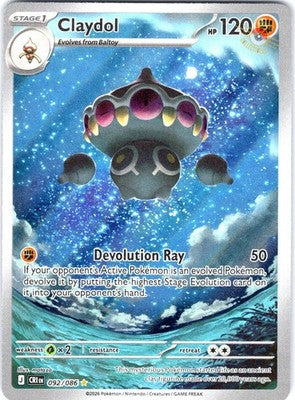 Claydol 092/086 Illustration Rare SV: Chaos Rising Pokemon Card NM TCG