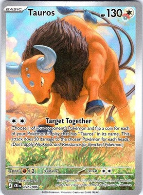 Tauros 096/086 Illustration Rare SV: Chaos Rising Pokemon Card NM TCG
