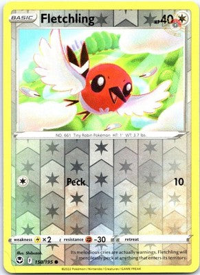 Fletchling 150/195 Common Silver Tempest Pokemon Reverse Holo Near Mint