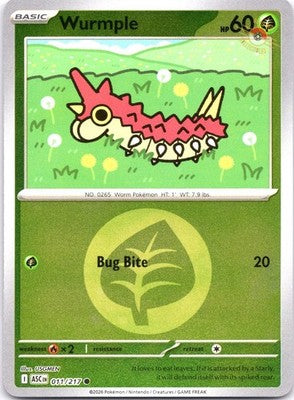 Wurmple (Energy Symbol Pattern) 011/217 Ascended Heroes Pokemon Reverse Holo NM