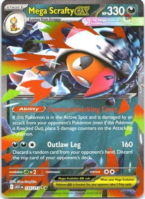 Mega Scrafty ex 135/217 Double Rare ME: Ascended Heroes Pokemon Card NM TCG