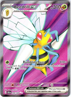 Beedrill ex 098/086 Ultra Rare SV: Chaos Rising Pokemon Card NM TCG