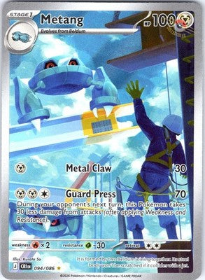 Metang 094/086 Illustration Rare SV: Chaos Rising Pokemon Card NM TCG