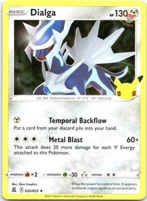 Dialga 020/025 Rare Celebrations Pokemon Holo Near Mint