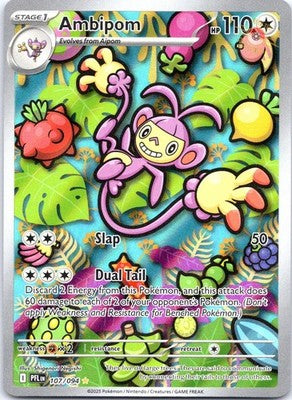 Ambipom 107/094 Illustration Rare Phantasmal Flames Pokemon Holo Near Mint