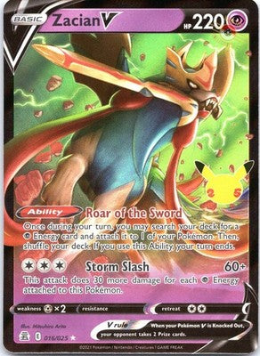 Zacian V 016/025 V Rare Holofoil 25th: Celebrations Pokemon Card NM TCG
