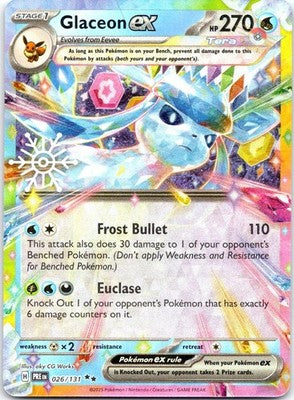 Glaceon ex (Holiday Calendar) 026/131 Holo Prismatic Evolutions Pokemon NM
