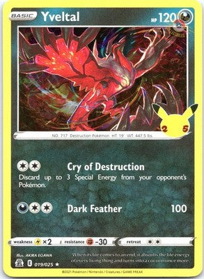 Yveltal 019/025 Rare Celebrations Pokemon Holo Near Mint