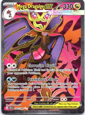 Mega Dragalge ex 104/086 Holo Ultra Rare Chaos Rising Pokemon Near Mint
