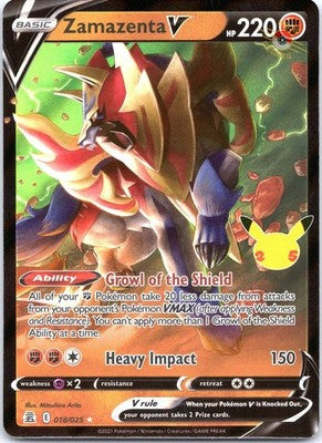 Zamazenta V 018/025 V Rare Holofoil 25th: Celebrations Pokemon Card NM TCG