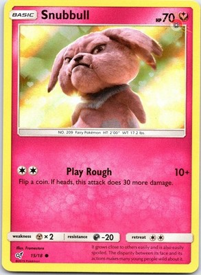 Snubbull 15/18 Common Detective Pikachu Pokemon Card NM TCG