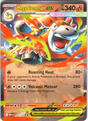 Mega Camerupt ex 022/132 Double Rare ME01: Mega Evolution Pokemon Card NM TCG