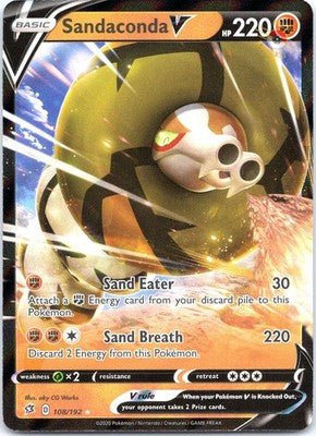 Sandaconda V 108/192 V Rare Holofoil SWSH02: Rebel Clash Pokemon Card NM TCG