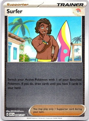 Surfer 200/217 Common Ascended Heroes Pokemon Reverse Holo Near Mint