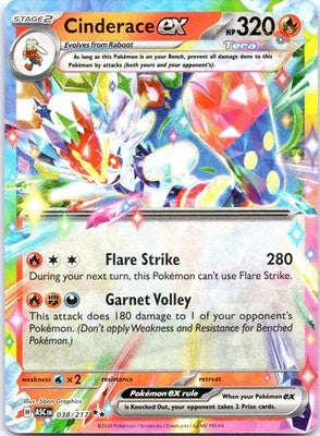 Cinderace ex 038/217 Double Rare ME: Ascended Heroes Pokemon Card NM TCG