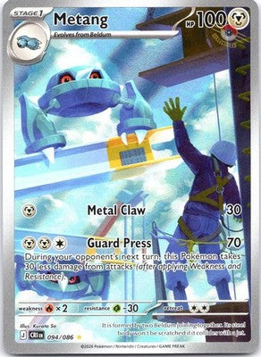Metang 094/086 Illustration Rare SV: Chaos Rising Pokemon Card NM TCG