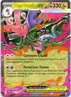 Mega Dragalge ex 065/086 Holo Double Rare Chaos Rising Pokemon Near Mint