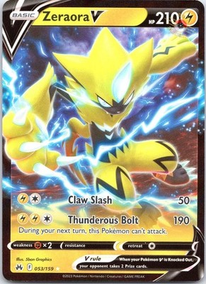 Zeraora V 053/159 Holo V Rare Crown Zenith Pokemon Near Mint