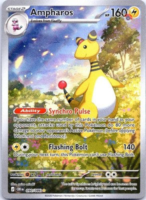 Ampharos 090/086 Illustration Rare SV: Chaos Rising Pokemon Card NM TCG