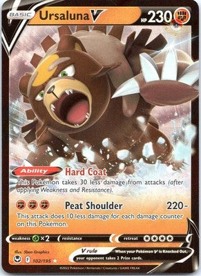 Ursaluna V 102/195 Holo V Rare Silver Tempest Pokemon Near Mint