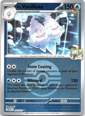 N's Vanilluxe (Poke Ball) 051/217 Ascended Heroes Pokemon Reverse Holo NM
