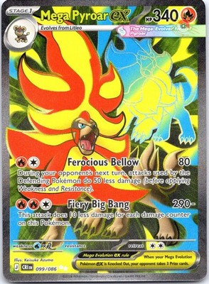 Mega Pyroar ex 099/086 Ultra Rare SV: Chaos Rising Pokemon Card NM TCG