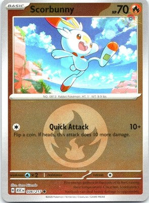 Scorbunny (Energy Symbol) 036/217 Ascended Heroes Pokemon Reverse Holo NM