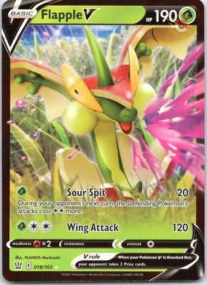 Flapple V 018/163 Holo V Rare Battle Styles Pokemon Near Mint