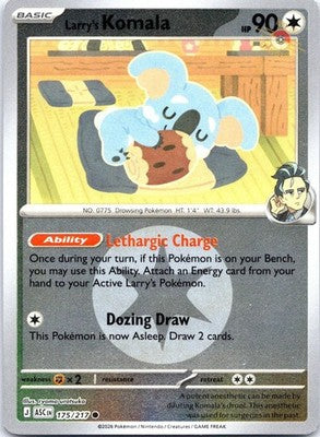 Larry's Komala (Energy Symbol) 175/217 Ascended Heroes Pokemon Reverse Holo NM