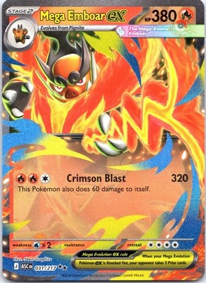 Mega Emboar ex 031/217 Double Rare ME: Ascended Heroes Pokemon Card NM TCG