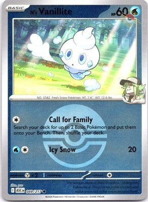 N's Vanillite (Poke Ball) 049/217 Common Ascended Heroes Pokemon Reverse Holo NM