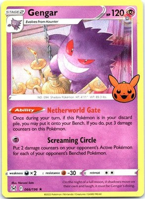 Gengar (2022 Copyright Date) 066/196 Trick or Trade BOOster Pokemon Card NM TCG