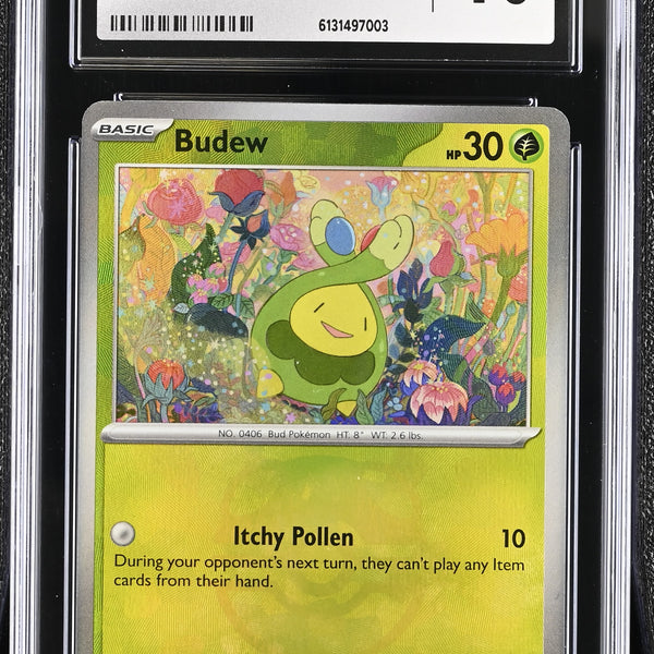 Pokémon English Budew 004/131 2025 Prismatic Evolutions - PRE EN Master Ball Holo CGC 10